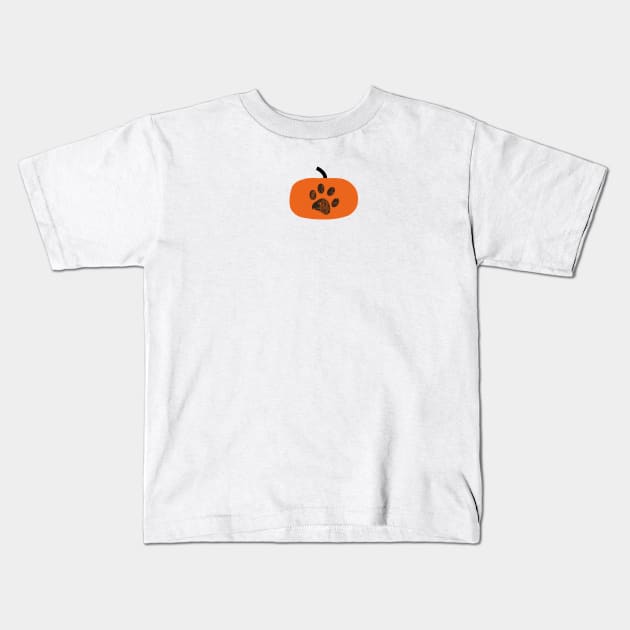 Pumpkin with paw print Kids T-Shirt by GULSENGUNEL